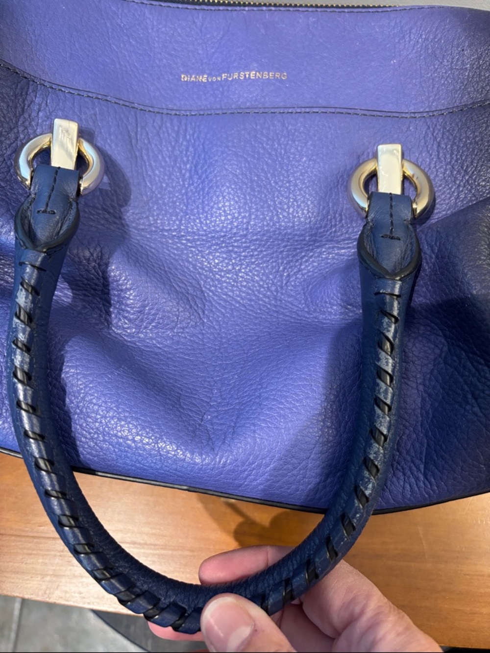 Diane Von Furstenberg Blue Gradient Ombre Leather Bag with Gold Hardware - Picture 14 of 15